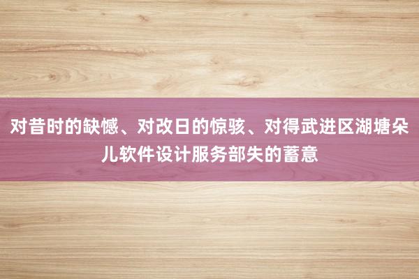 对昔时的缺憾、对改日的惊骇、对得武进区湖塘朵儿软件设计服务部失的蓄意